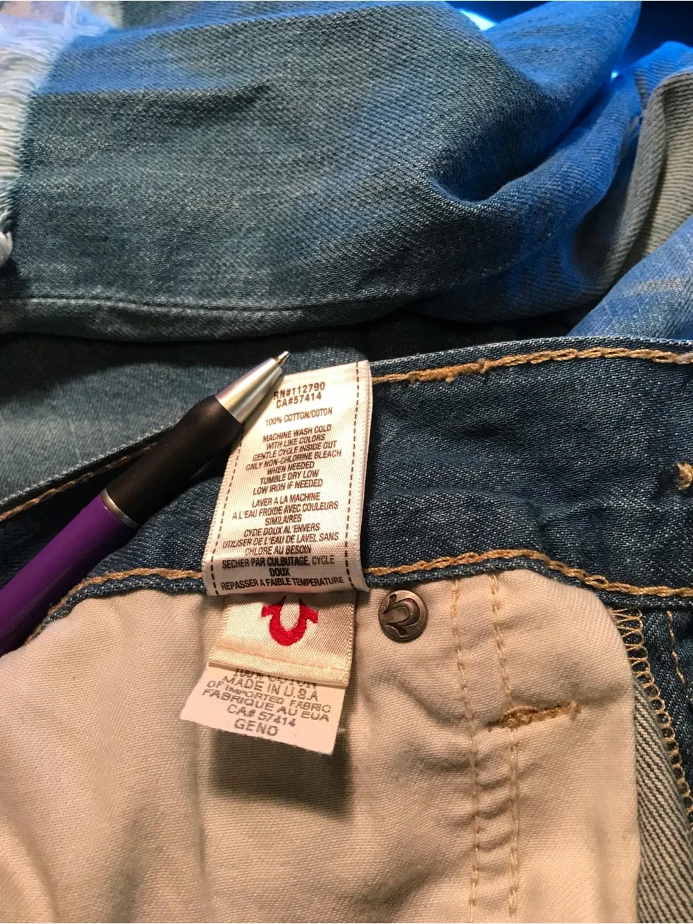 TRUE RELIGION Geno Cut Off Short Made in the USA Sz 36 36X12
